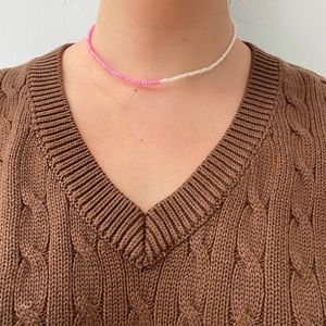 ✨Handmade pink to white glass bead necklace✨